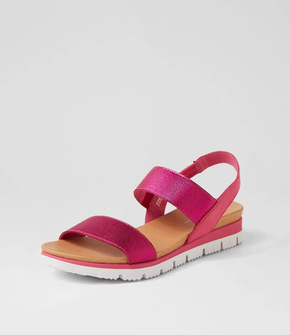 DJANGO & JULIETTE Leeka Fuchsia Shine Elastic Leather Sandals