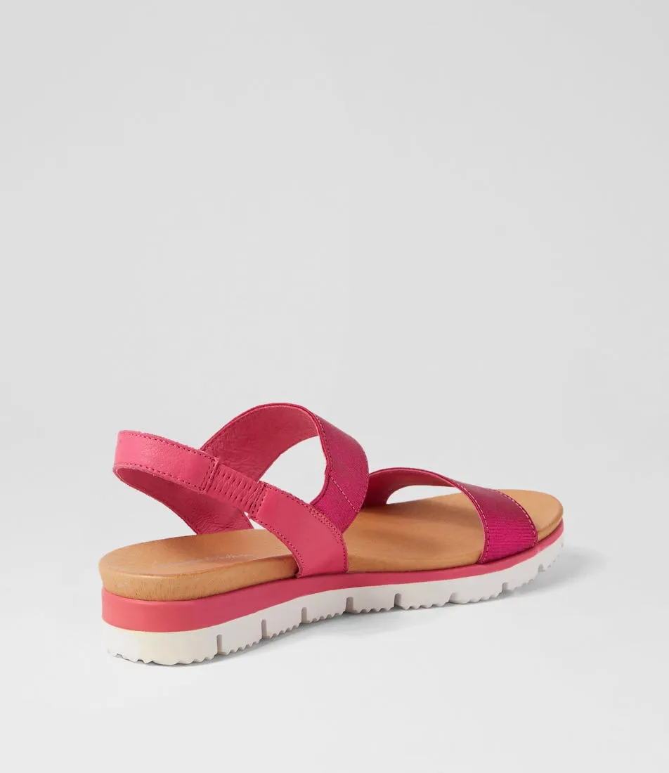 DJANGO & JULIETTE Leeka Fuchsia Shine Elastic Leather Sandals