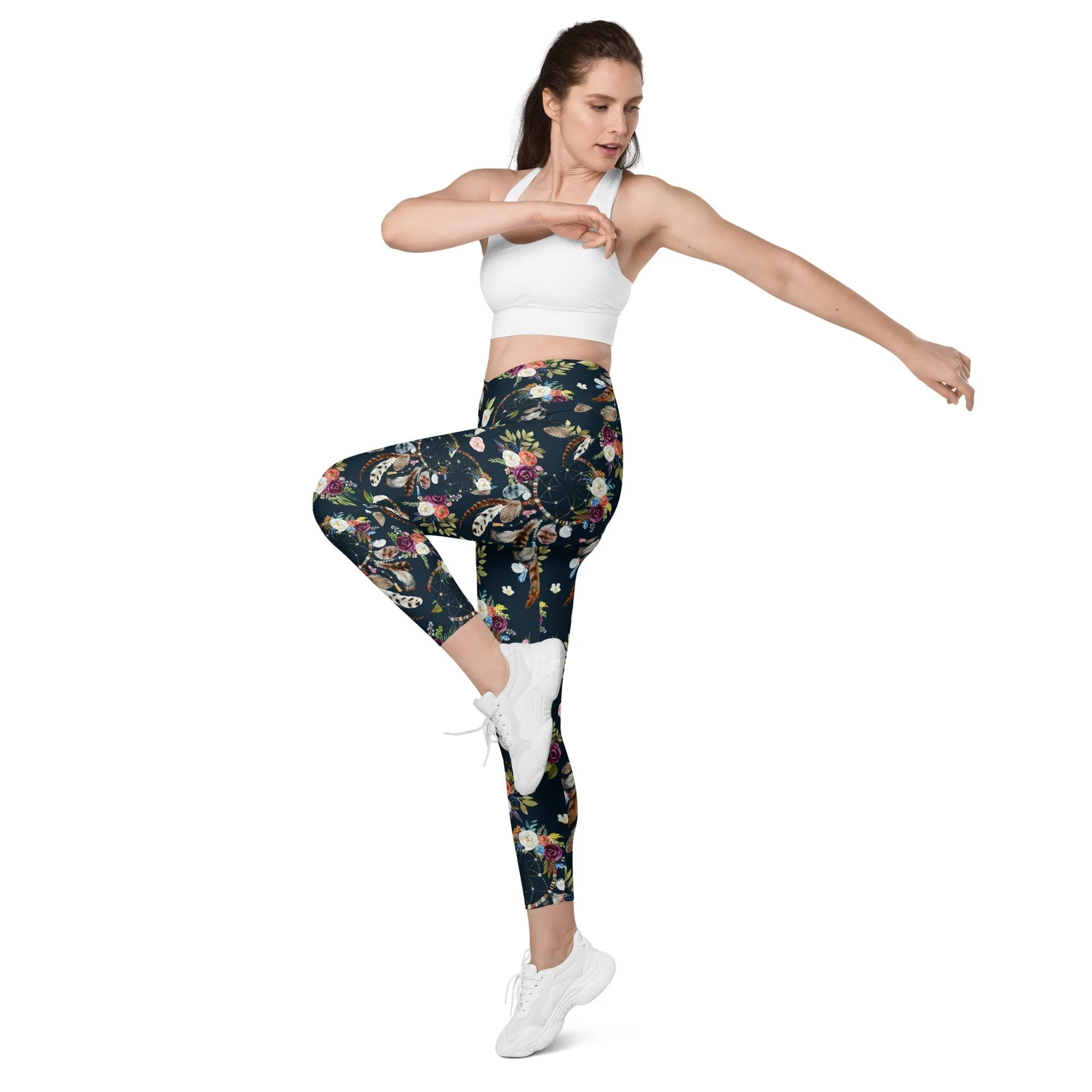 Dream Catcher Crossover Leggings With Pockets