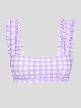     EPHEMERA  Women's Gingham Ruffle Bikini Top    