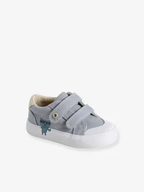 Fabric Trainers with Hook-&-Loop Straps - pale blue