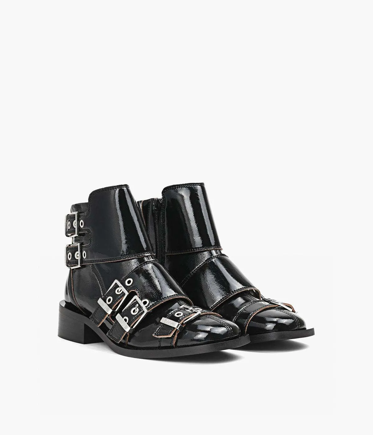 Feminine Buckle Naplack Boot - Black