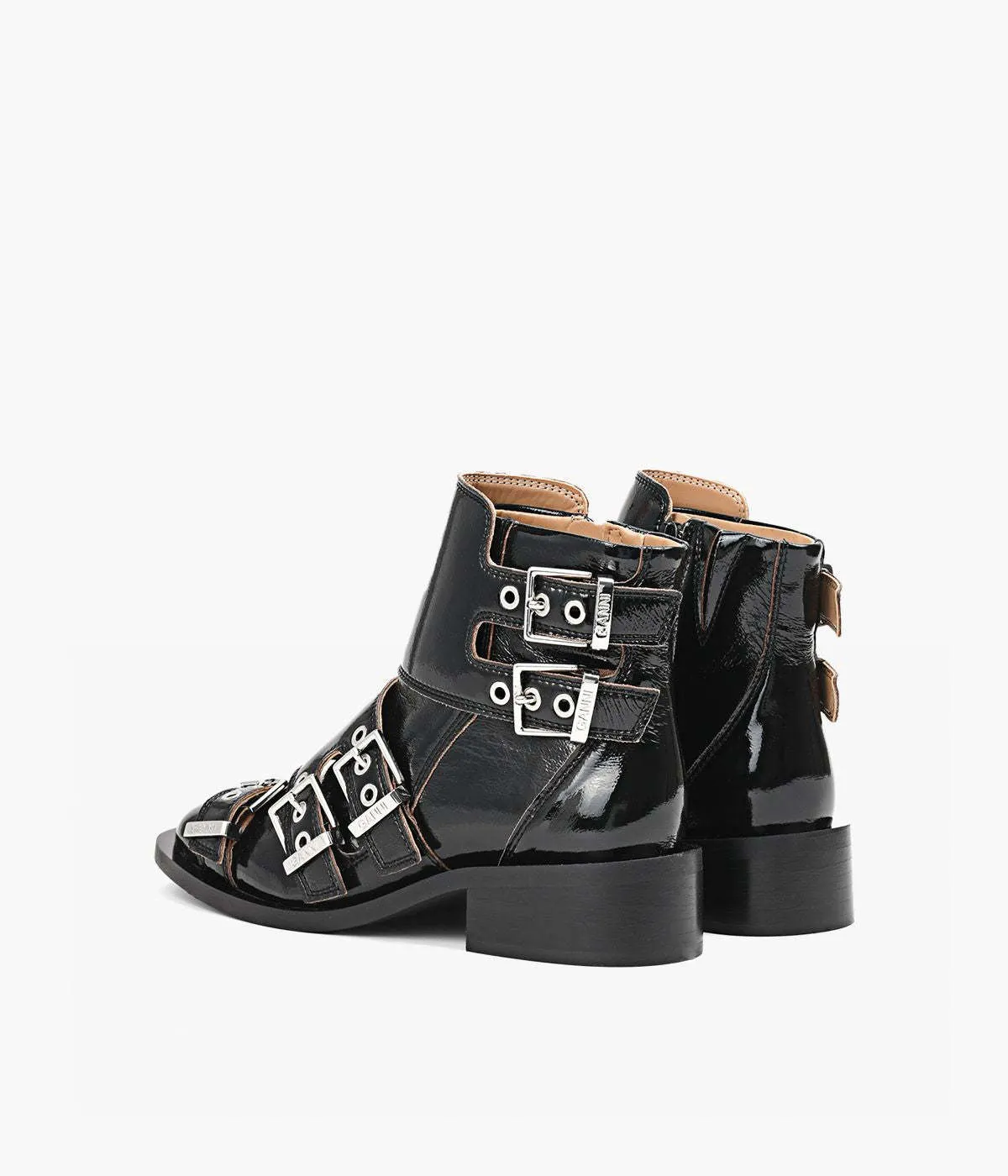 Feminine Buckle Naplack Boot - Black