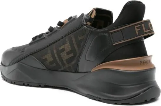 FENDI Flow FF-jacquard leather sneakers Black