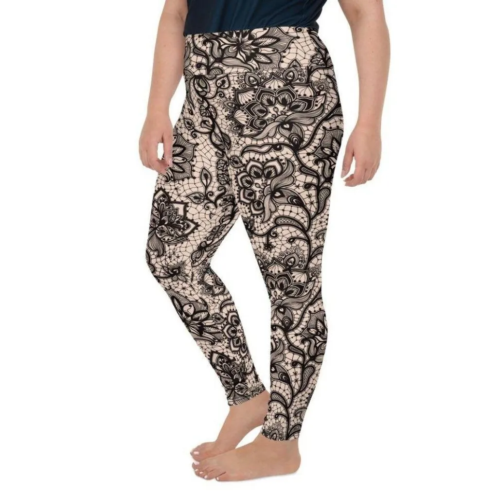 Flower Lace Print Plus Size Leggings