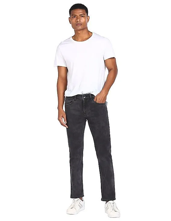 Flying Machine Men Black Michael Slim Tapered Fit Acid Wash Jeans