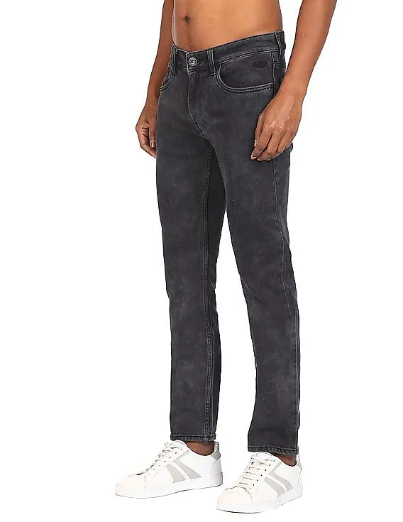 Flying Machine Men Black Michael Slim Tapered Fit Acid Wash Jeans