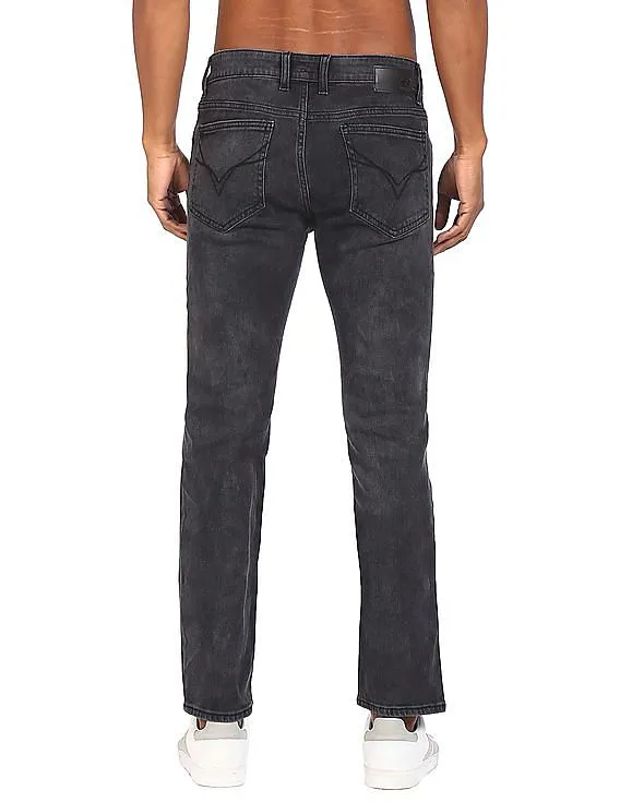 Flying Machine Men Black Michael Slim Tapered Fit Acid Wash Jeans