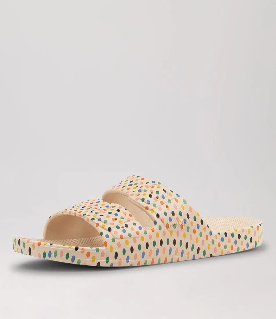 FREEDOM MOSES Slides W Retro Dots Stone Sandals