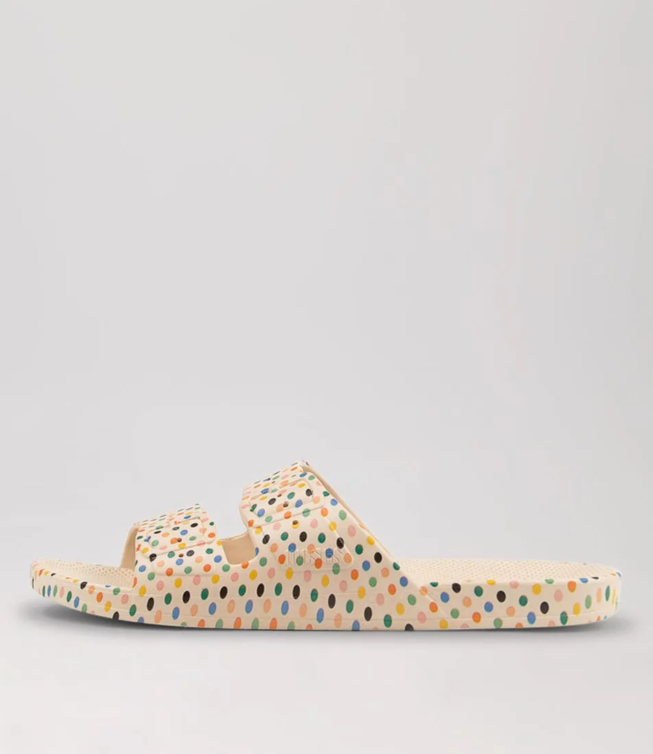 FREEDOM MOSES Slides W Retro Dots Stone Sandals