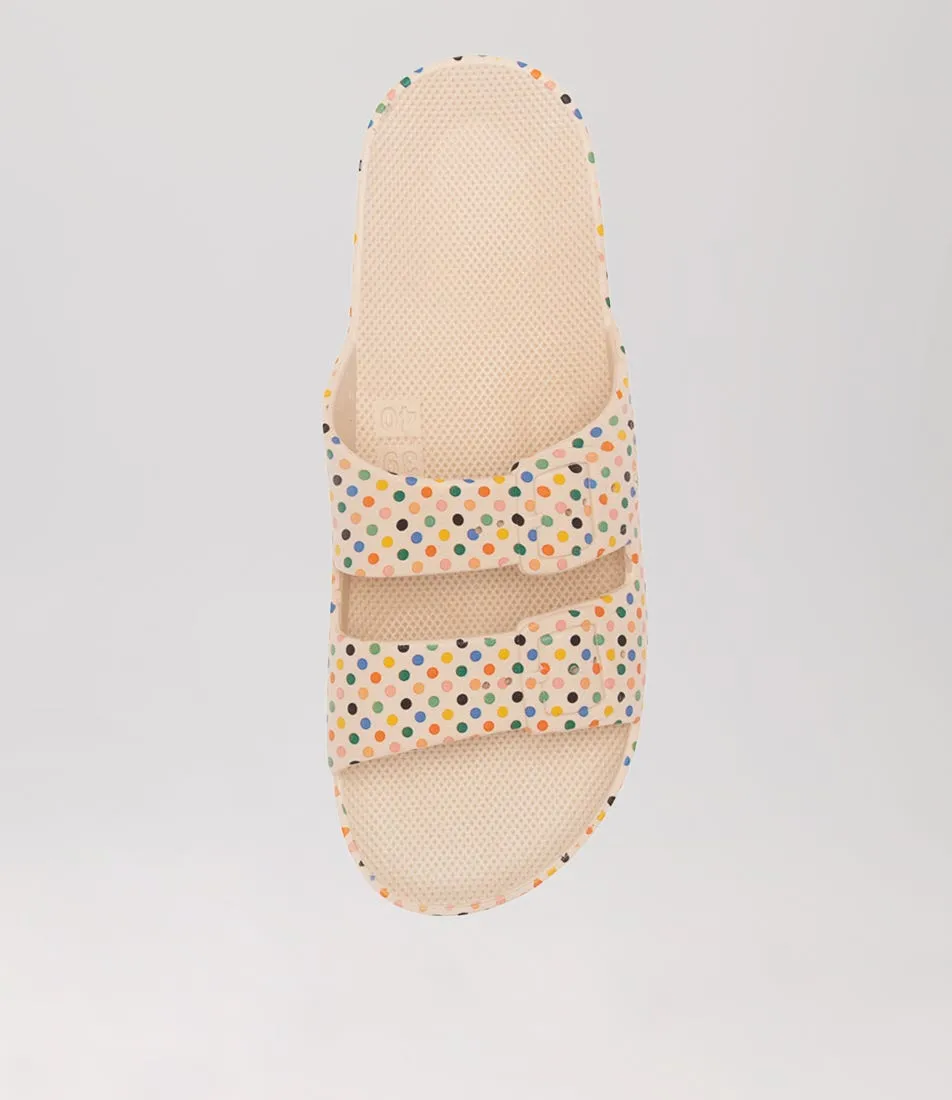 FREEDOM MOSES Slides W Retro Dots Stone Sandals