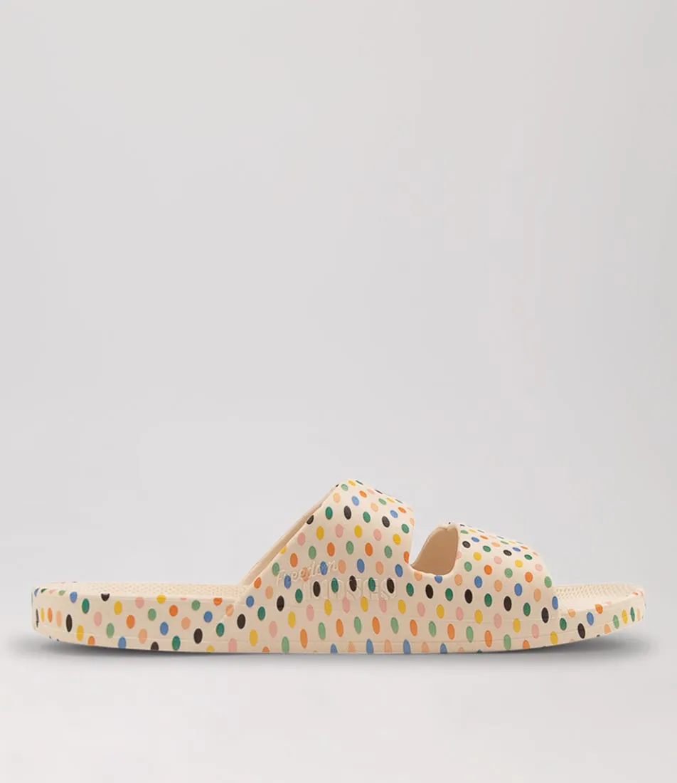 FREEDOM MOSES Slides W Retro Dots Stone Sandals