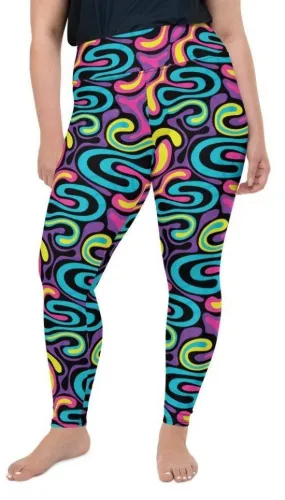 Funky Retro Print Plus Size Leggings