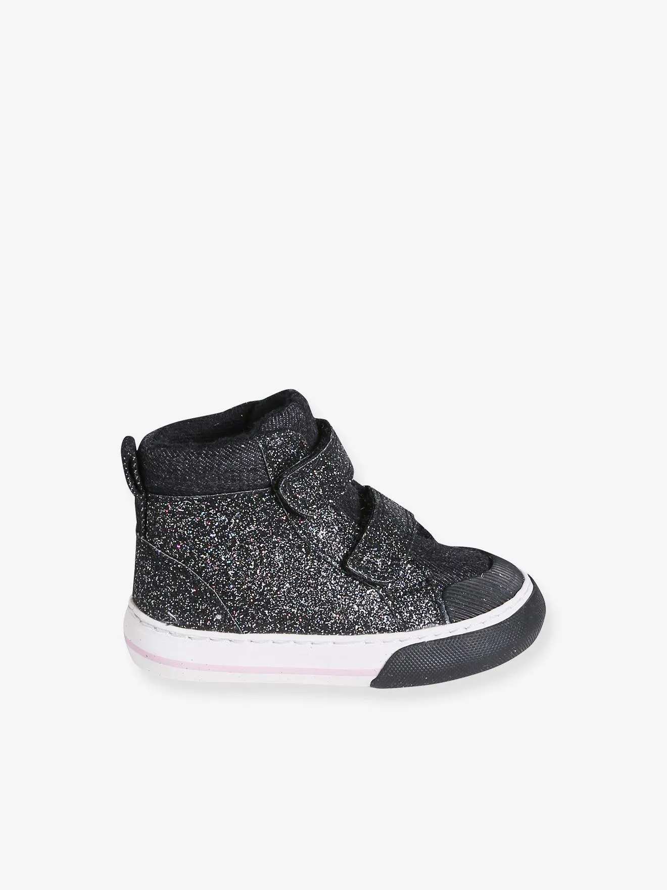 Glittery Hook-and-Loop Trainers for Babies - black