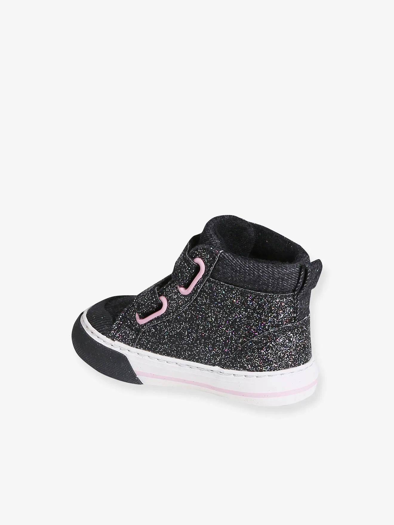 Glittery Hook-and-Loop Trainers for Babies - black