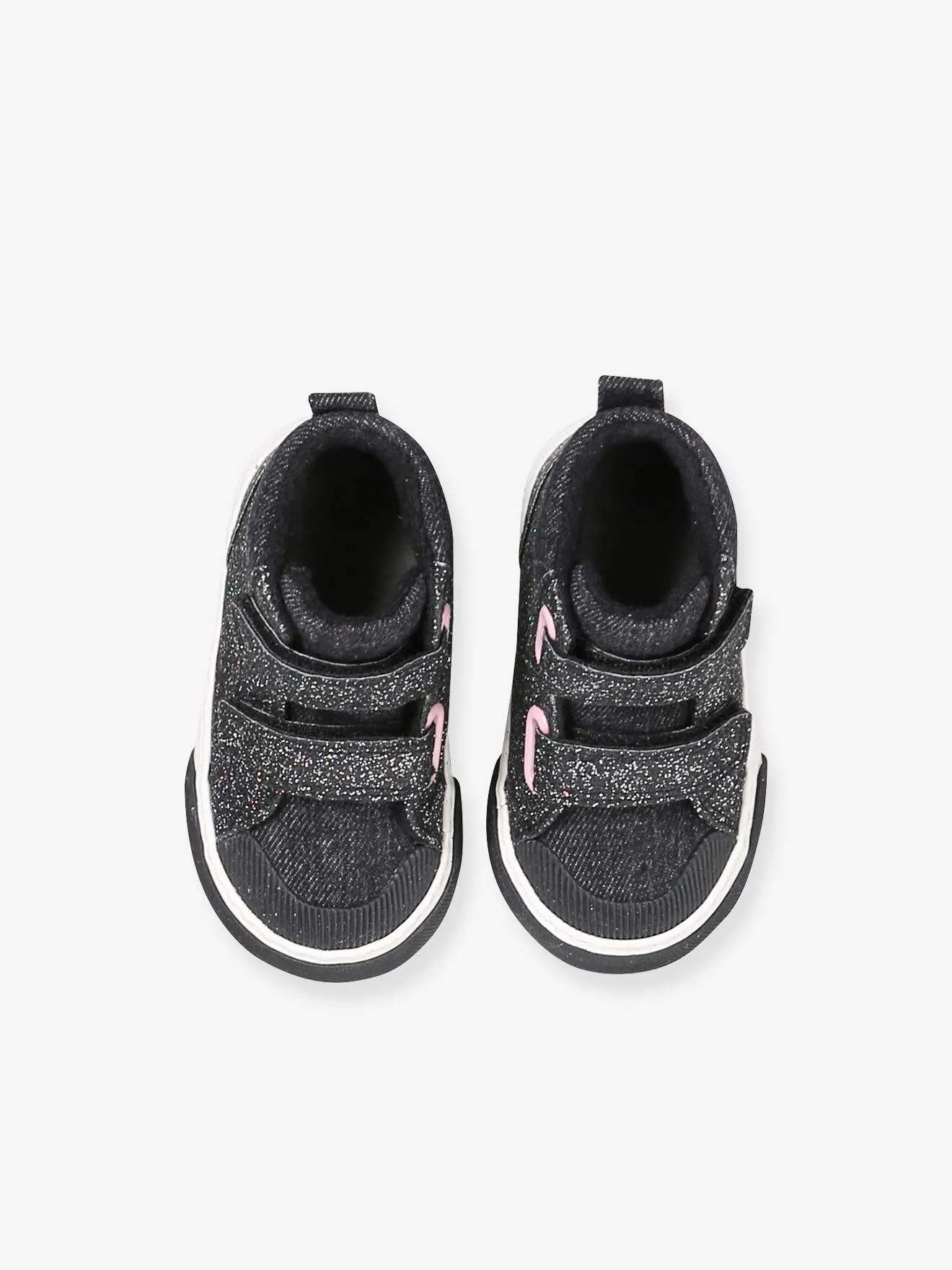 Glittery Hook-and-Loop Trainers for Babies - black