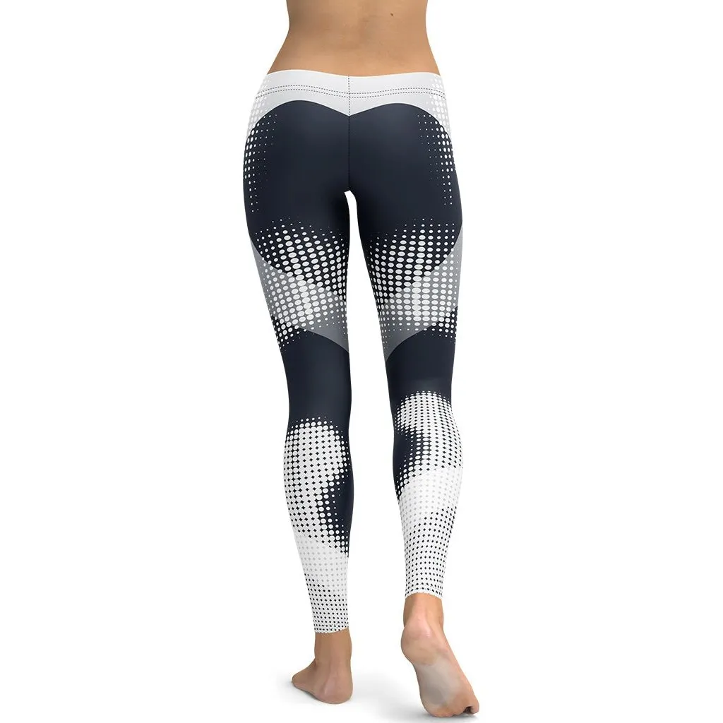 Gray Geometric Heart Leggings