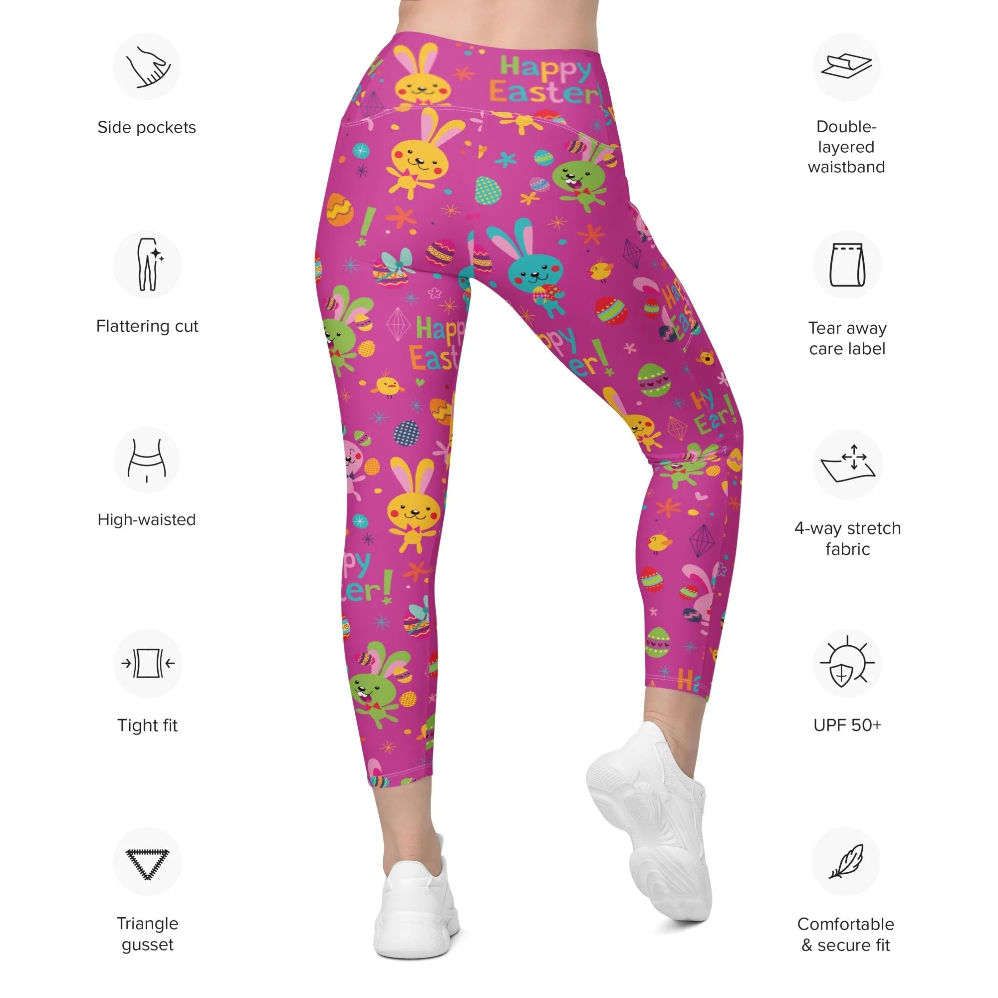 Happy Easter Leggings With Pockets