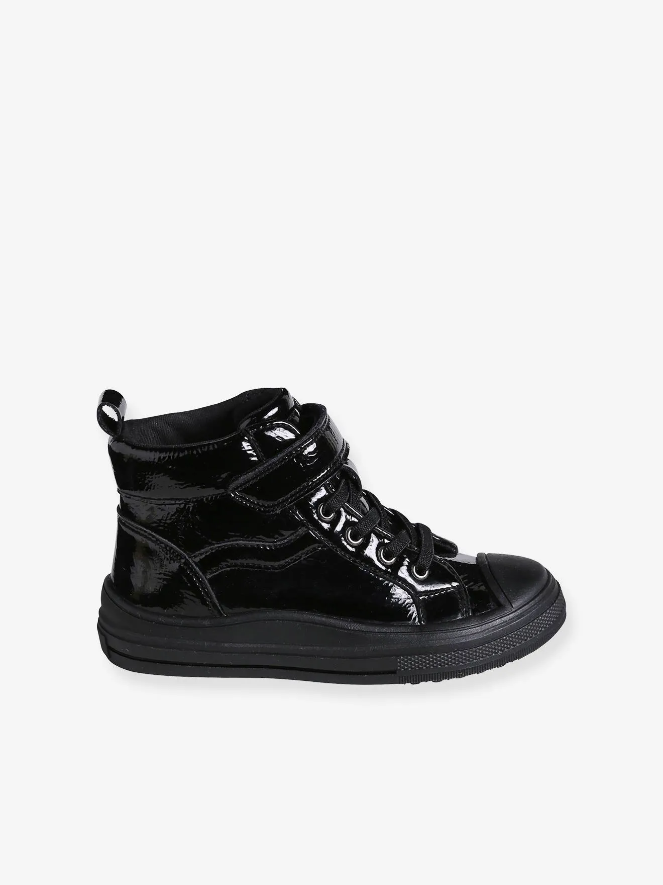 High-Top Trainers with Laces & Zips for Girls - black