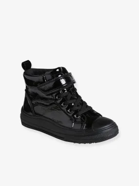 High-Top Trainers with Laces & Zips for Girls - black