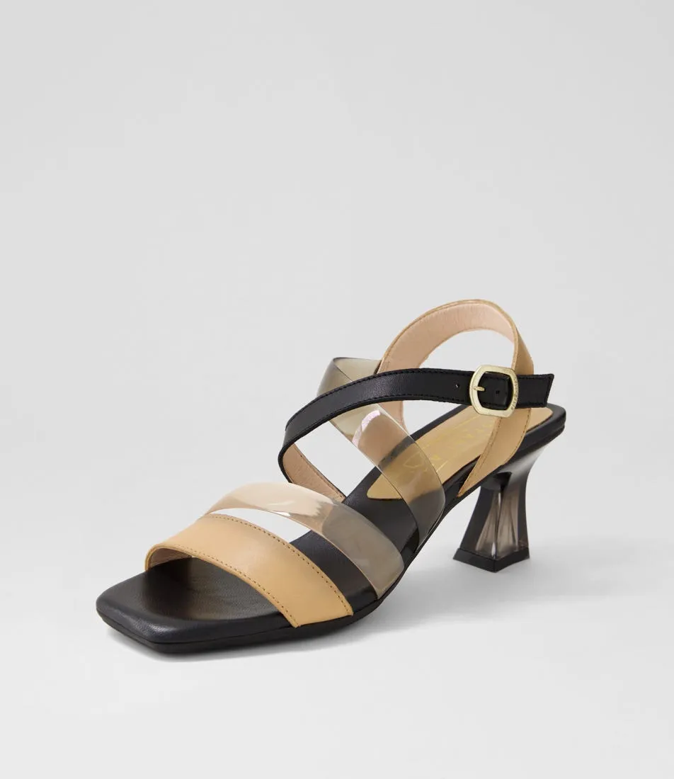 HISPANITAS Greta 35 Desert Black Leather Vinylite Sandals