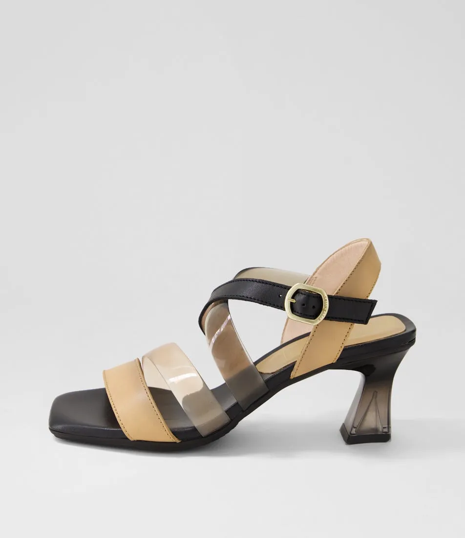 HISPANITAS Greta 35 Desert Black Leather Vinylite Sandals