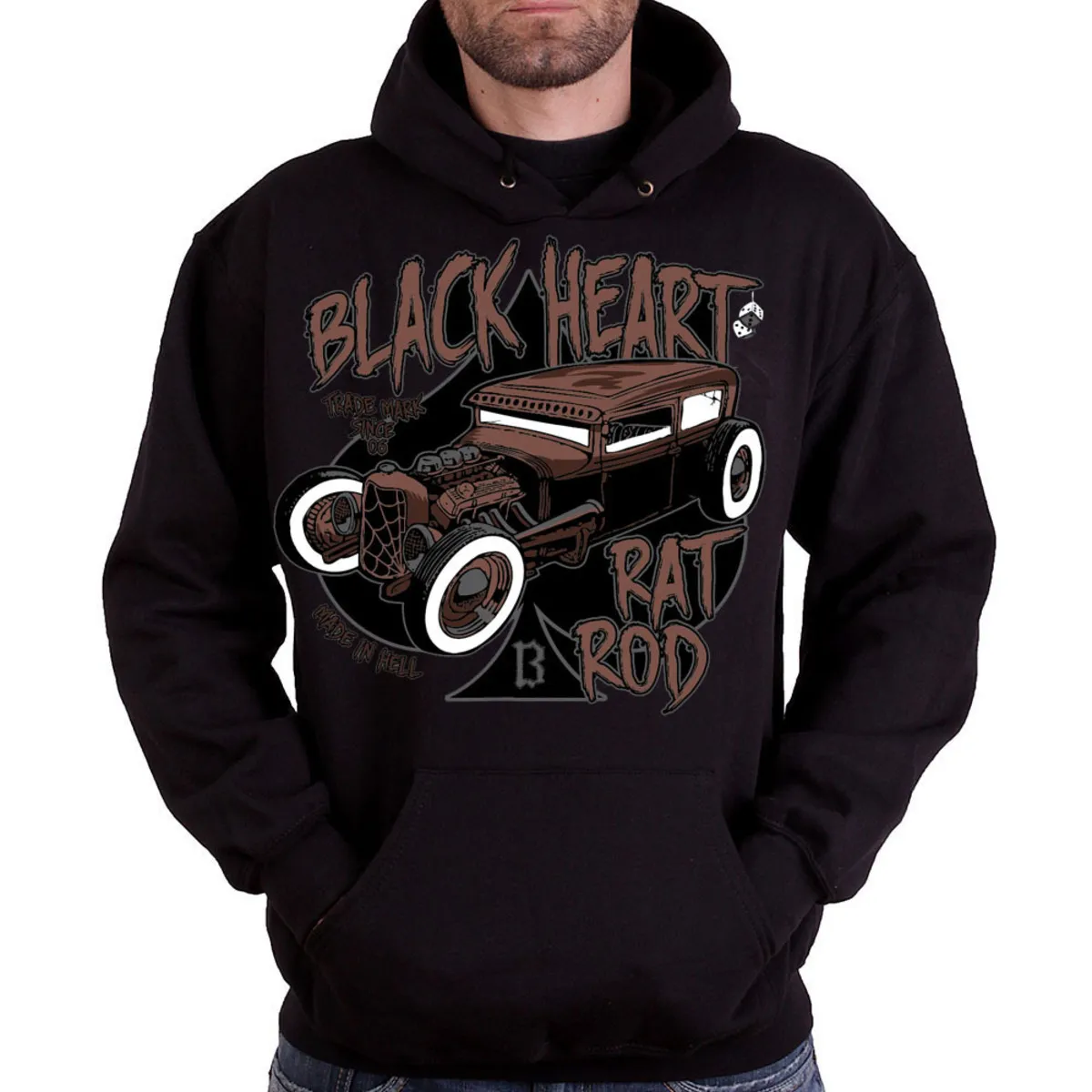 hoodie men's - RAT TRAP - BLACK HEART - 003-0038-BLK  -  Metal-shop