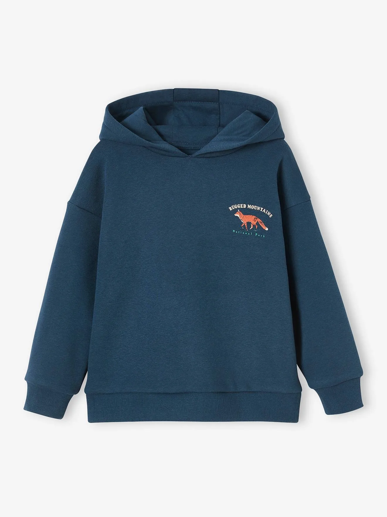 Hoodie with Large Nature-Inspired Motif on the Back, for Boys - night blue