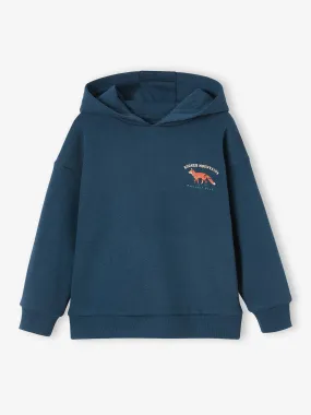 Hoodie with Large Nature-Inspired Motif on the Back, for Boys - night blue