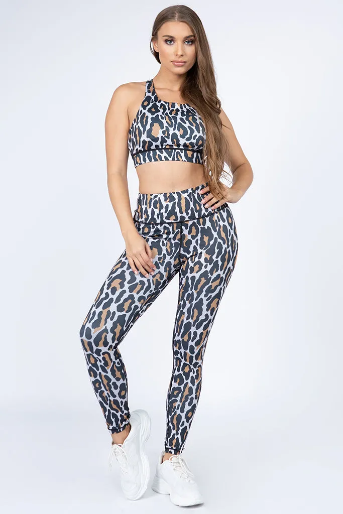 Into the Wild Leopard Print Active Sports Bra and Leggings Set