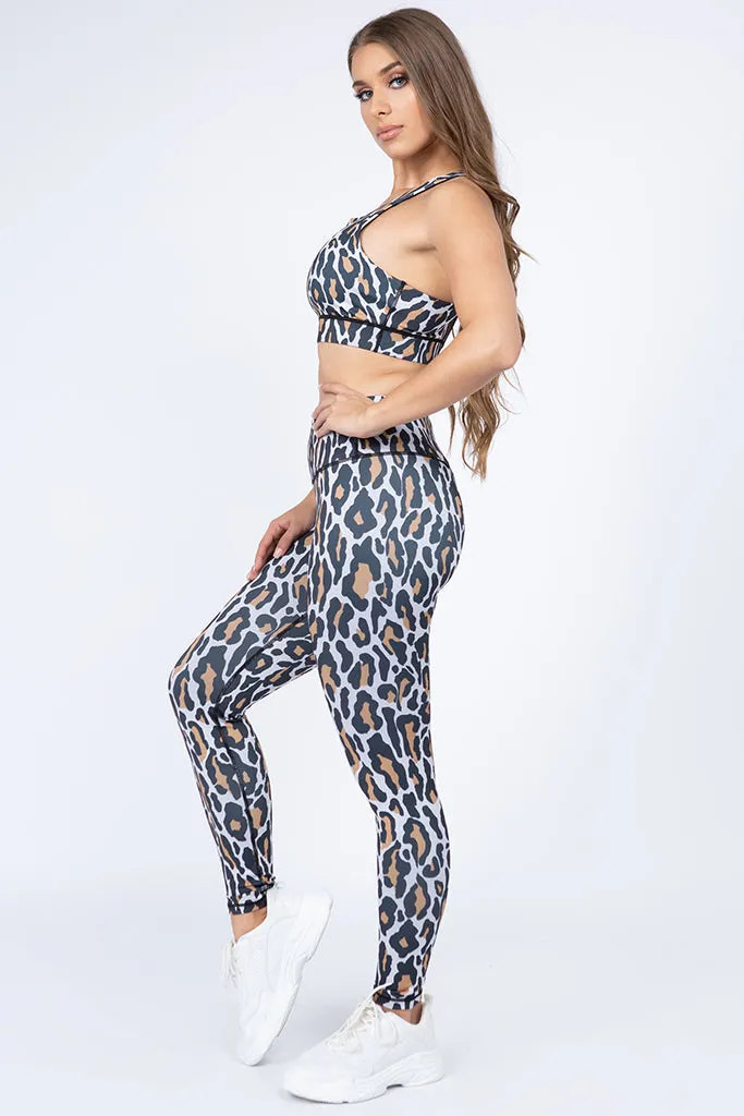 Into the Wild Leopard Print Active Sports Bra and Leggings Set