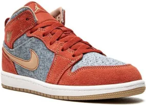 Jordan Kids Jordan 1 Mid SE Denim sneakers Grey