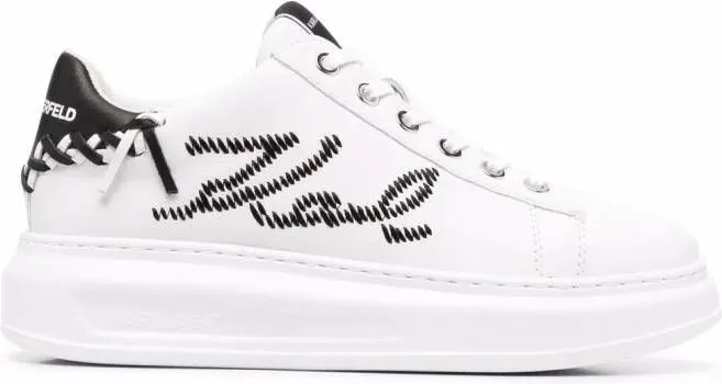 Karl Lagerfeld embroidered-logo leather sneakers White