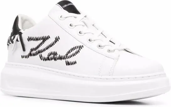 Karl Lagerfeld embroidered-logo leather sneakers White