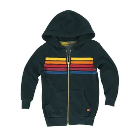 Kids 5 Stripe Aviator Nation Zip Hoodie (Charcoal)