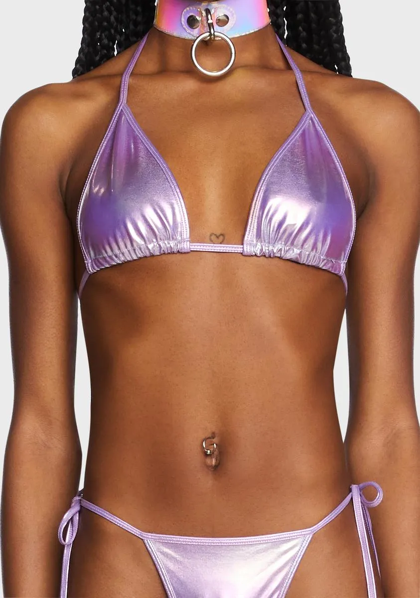 Lavender Siren Calling Metallic Bikini Set-