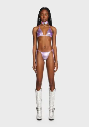 Lavender Siren Calling Metallic Bikini Set-