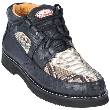 Los Altos Natural & Black Python & Ostrich Skin Sneakers