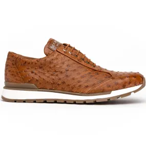 Marco Di Milano Scanno Ostrich Quill Sneakers Antique Cognac