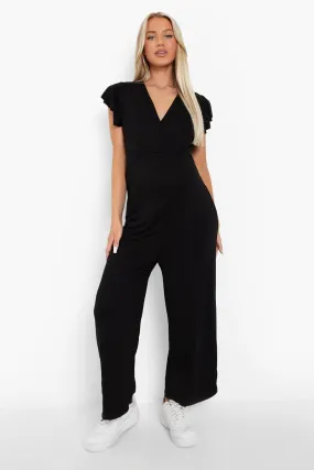 Maternity Frill Shoulder Culotte Jumpsuit