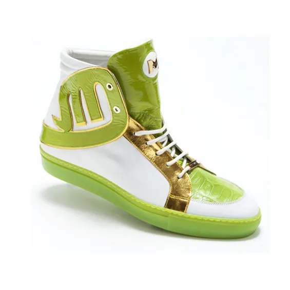 Mauri 8617 Mojito Nappa & Croco Sneakers Lime / White (Special Order)