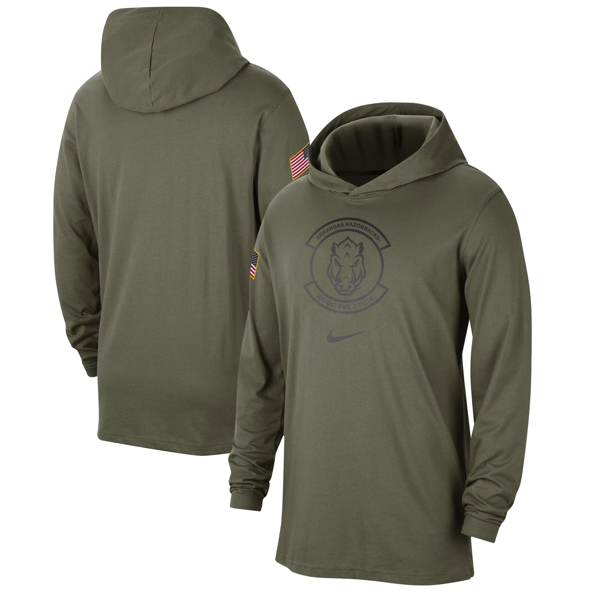 Men's Nike  Olive Arkansas Razorbacks Military Pack Long Sleeve Hoodie T-Shirt