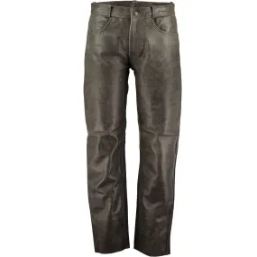 Men's Stonewash Distressed Vintage Leather Pants Trousers