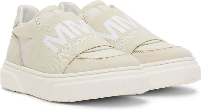 MM6 Maison Margiela Kids Off-White & Grey Elastic Logo Sneakers