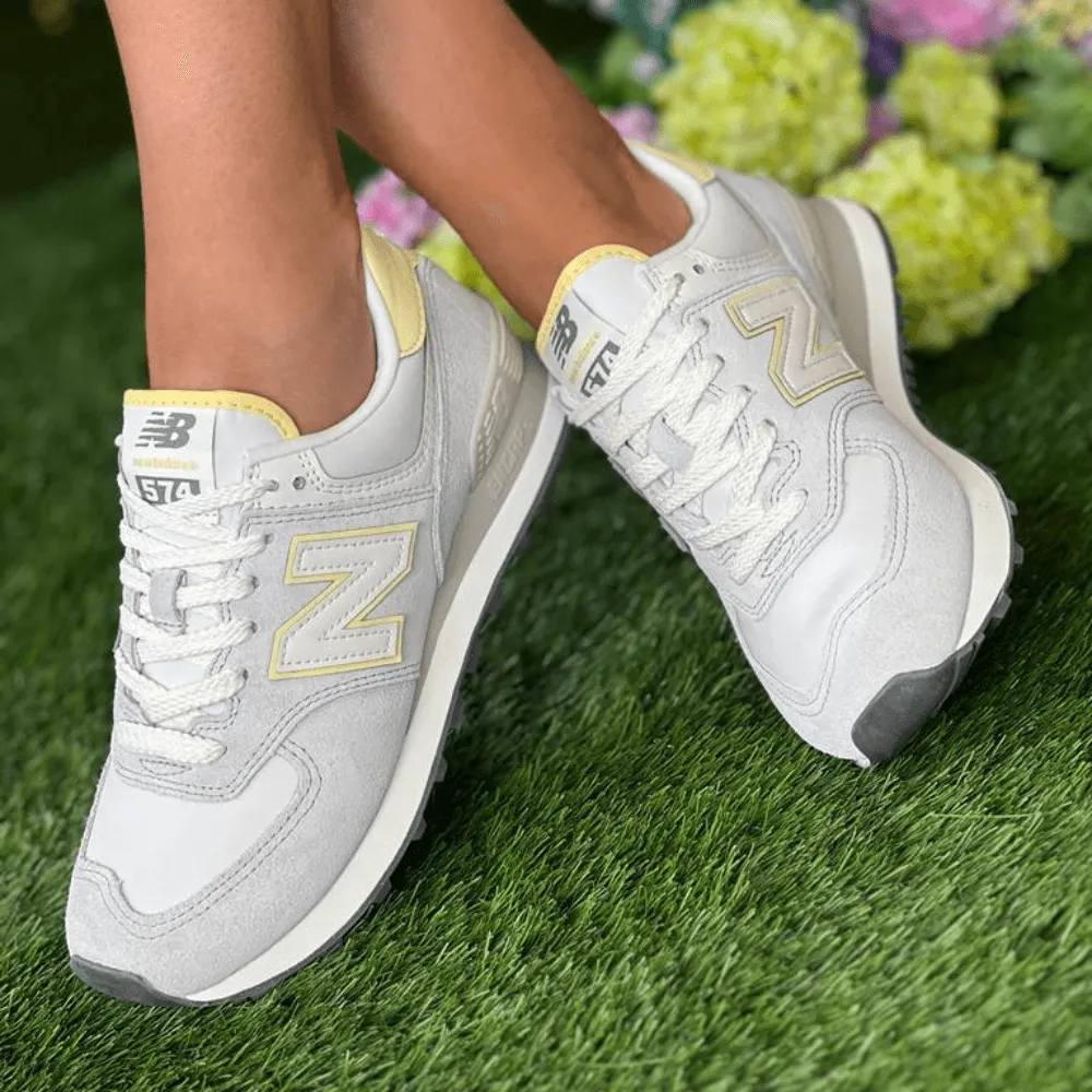 New Balance Ladies 574 Grey with Yellow