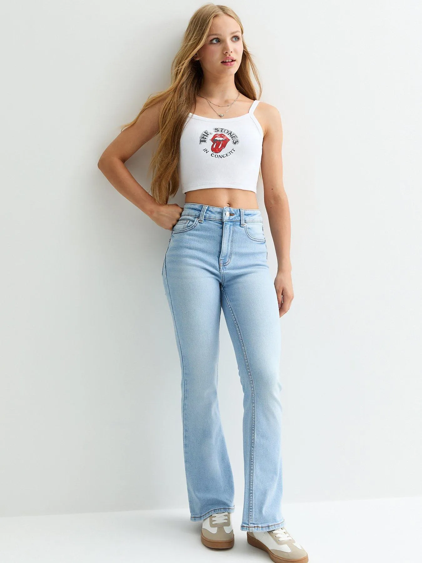 New Look 915 Girls Light Blue High Waist Flared Brooke Jeans