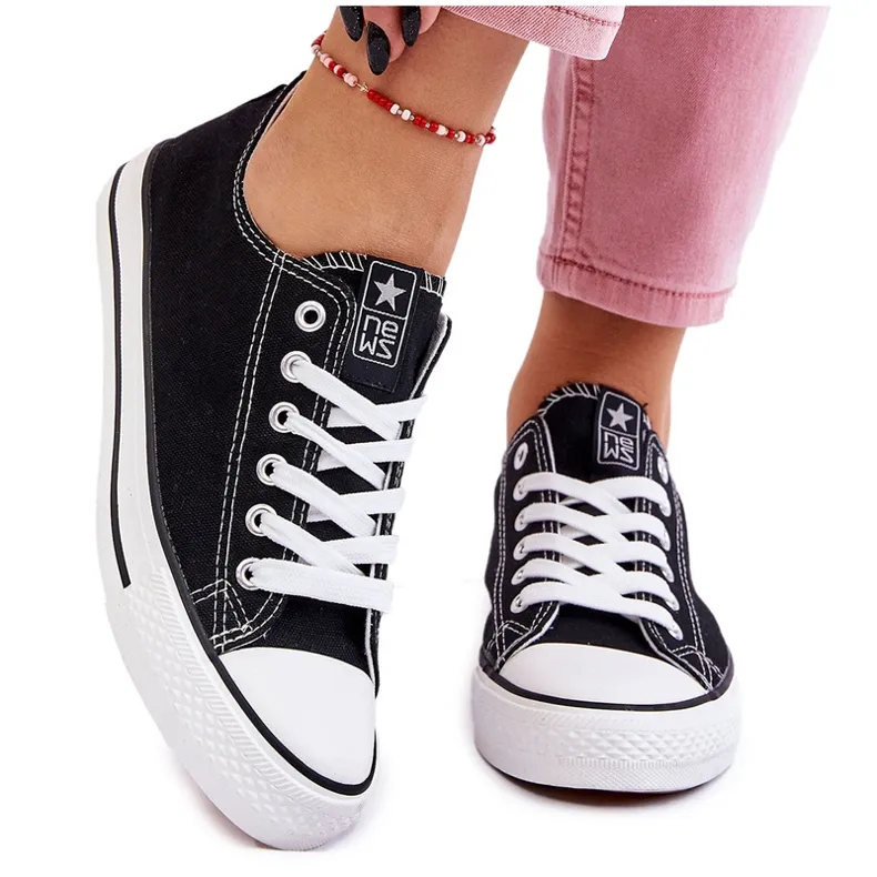 News Ecoma Women's Classic Sneakers Black &amp; White