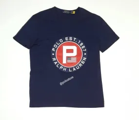 Nwt Polo Ralph Lauren Navy Polo Est 1967 'P' Patch American Flag Tee