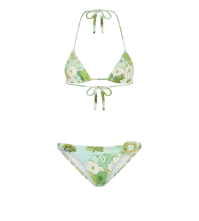 PAINTED FLORAL PRINTED SWIM CREPE BIKINI