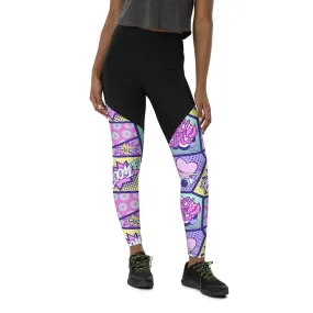 Pastel Comic Book Compression Leggings